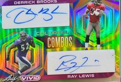 Derrick Brooks, Ray Lewis [Prismatic Green] #CC-16 Football Cards 2023 Leaf Vivid Autographs Colorful Combos Prices