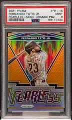 Fernando Tatis Jr. [Neon Orange Prizm] #FR-15 Baseball Cards 2021 Panini Prizm Fearless Prices