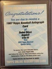 Shohei Ohtani #87BA-SO Baseball Cards 2022 Topps Update 1987 Autographs Prices