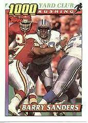 Barry Sanders Football Cards 1991 Topps 1000 Yard Club Prices