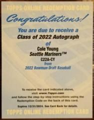 Cole Young Baseball Cards 2022 Bowman Draft Class of Autographs Prices