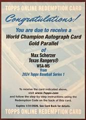 Max Scherzer [Gold] Baseball Cards 2024 Topps World Series Champion Autograph Prices