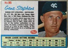 Gene Stephens [Hand Cut Born Jan. 5] #95 Baseball Cards 1962 Post Cereal Prices