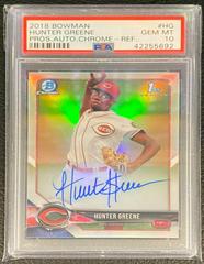 Hunter Greene [Refractor] #CPA-HG Baseball Cards 2018 Bowman Chrome Prospects Autographs Prices