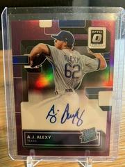 A. J. Alexy [Purple] #RRS-AL Baseball Cards 2022 Panini Donruss Optic Rated Rookie Signatures Prices
