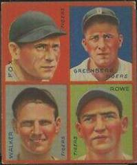 Fox, Greenberg, Rowe, Walker #8F Baseball Cards 1935 Goudey 4 in 1 Prices