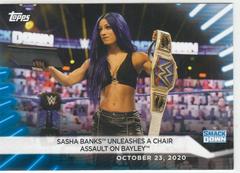 Sasha Banks Unleashes a Chair Assault on Bayley [Blue] #85 Wrestling Cards 2021 Topps WWE Women's Division Prices