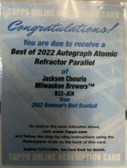 Jackson Chourio [Atomic] #B22-JCH Baseball Cards 2022 Bowman's Best of Autographs Prices