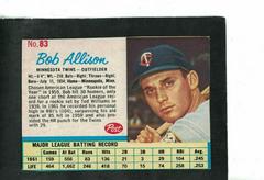 Bob Allison [Hand Cut] #83 Baseball Cards 1962 Post Cereal Prices