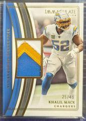 Khalil Mack #18 Football Cards 2023 Panini Immaculate Remarkable Memorabilia Prices