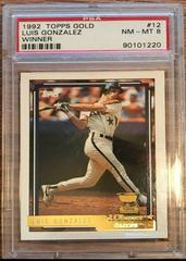 Luis Gonzalez [Winner] Baseball Cards 1992 Topps Gold Prices