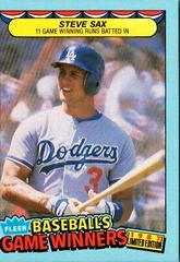 Steve Sax Baseball Cards 1987 Fleer Game Winners Prices