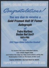 Pedro Martinez #HAFA-PMA Baseball Cards 2022 Topps Gilded Collection Gold Framed Hall of Famer Autographs Prices