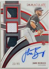 Jake Burger [Patch Autograph Red] Baseball Cards 2022 Panini Immaculate Prices