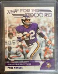 Paul Krause [Purple] #20 Football Cards 2023 Panini Prestige For the Record Prices