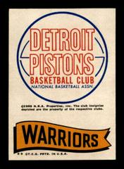 Detroit Pistons Warriors Basketball Cards 1973 Topps Team Stickers Prices