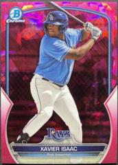 Xavier Isaac [Papradascha Sapphire] #BDC-120 Baseball Cards 2023 Bowman Draft Chrome Sapphire Prices
