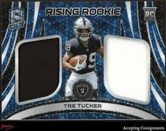 Tre Tucker [Blue Neon] #26 Football Cards 2023 Panini Spectra Rising Rookie Materials Prices