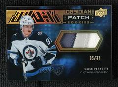 Cole Perfetti [Gold Patch] Hockey Cards 2021 SPx UD Black Obsidian Rookie Jersey Prices