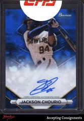 Jackson Chourio [Blue] #PA-JCU Baseball Cards 2023 Bowman Sterling Prospect Autograph Prices