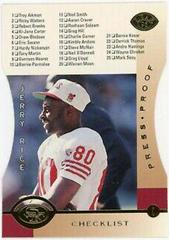 Jerry Rice [Checklist Press Proof] Football Cards 1996 Leaf Prices