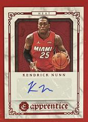 Kendrick Nunn [Red] Basketball Cards 2020 Panini Chronicles Apprentice Signatures Prices