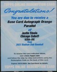 Justin Steele [Orange] #SCBA-JSE Baseball Cards 2023 Stadium Club Autographs Prices