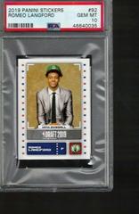 Romeo Langford #92 Basketball Cards 2019 Panini Stickers Prices