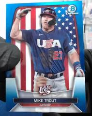 Mike Trout [Blue] #WBC-90 Baseball Cards 2023 Bowman Chrome WBC Flag Refractor Prices
