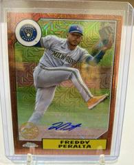Freddy Peralta [Orange Autograph] #T87C2-48 Baseball Cards 2022 Topps Silver Pack 1987 Chrome Series 2 Prices