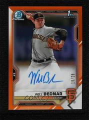 Will Bednar [Orange Refractor] #CDA-WB Baseball Cards 2021 Bowman Draft Pick Chrome Autographs Prices