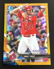 Mike Trout [Gold Refractor] #BNR-MT Baseball Cards 2018 Bowman Chrome National Convention Prices
