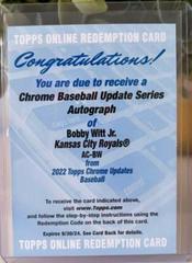 Bobby Witt Jr. #AC-BW Baseball Cards 2022 Topps Chrome Update Autographs Prices