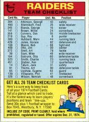 Oakland Raiders Football Cards 1974 Topps Team Checklists Prices