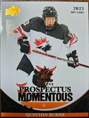 Quinton Burns [Yellow] #PM-12 Hockey Cards 2023 Upper Deck Team Canada Juniors Prospectus Momentous Prices