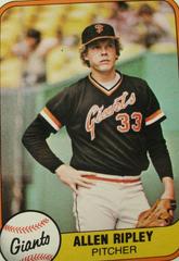 Allen Ripley #454 Baseball Cards 1981 Fleer Prices
