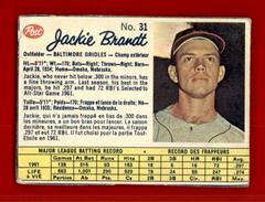 Jackie Brandt [Hand Cut] #31 Baseball Cards 1962 Post Canadian Prices