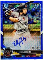 Eduardo Diaz [Blue Refractor] Baseball Cards 2018 Bowman Chrome Prospects Autographs Prices