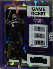 De'Aaron Fox [Cracked Ice] #1 Basketball Cards 2021 Panini Contenders Game Night Ticket Prices
