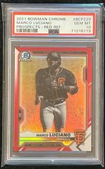 Marco Luciano [Red Refractor] #BCP-229 Baseball Cards 2021 Bowman Chrome Prospects Prices