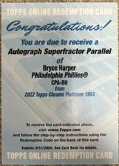 Bryce Harper [SuperFractor] #CPA-BH Baseball Cards 2022 Topps Chrome Platinum Anniversary Autographs Prices