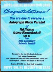 Alek Thomas [Black] Baseball Cards 2022 Topps Clearly Authentic Autographs Prices