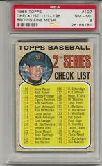 Checklist 110-196 [Brown Fine Mesh] #107 Baseball Cards 1968 Topps Prices