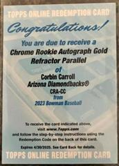Corbin Carroll [Gold] #CRA-CC Baseball Cards 2023 Bowman Chrome Rookie Autographs Prices