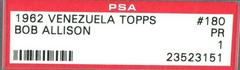 Bob Allison Baseball Cards 1962 Venezuela Topps Prices