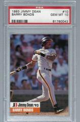 Barry Bonds #10 Baseball Cards 1993 Jimmy Dean Prices