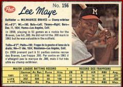 Lee Maye [Hand Cut] #156 Baseball Cards 1962 Post Canadian Prices