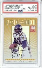 Cris Carter, Randy Moss [Autograph] Football Cards 1999 Panini Donruss Elite Passing the Torch Prices
