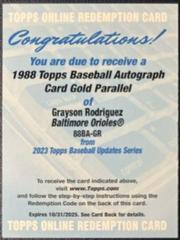 Grayson Rodriguez [Gold] Baseball Cards 2023 Topps Update 1988 Autographs Prices