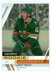 Matt Boldy [Gold] #RJ-1 Hockey Cards 2022 Upper Deck Synergy Rookie Journey Home Prices